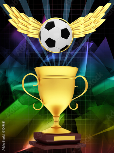 Gold Cup with a soccer ball with wings