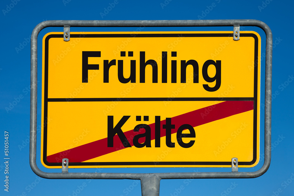 Fototapeta premium Wechselschild ohne Pfeil KÄLTE - FRÜHLING