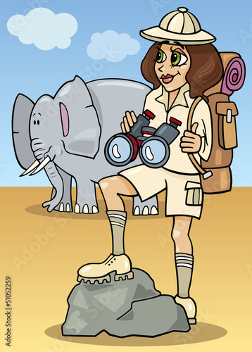 cute woman on african safari