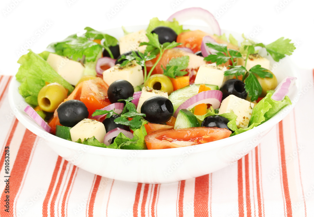 Greek salad in plate close up Greek salad in plate close up
