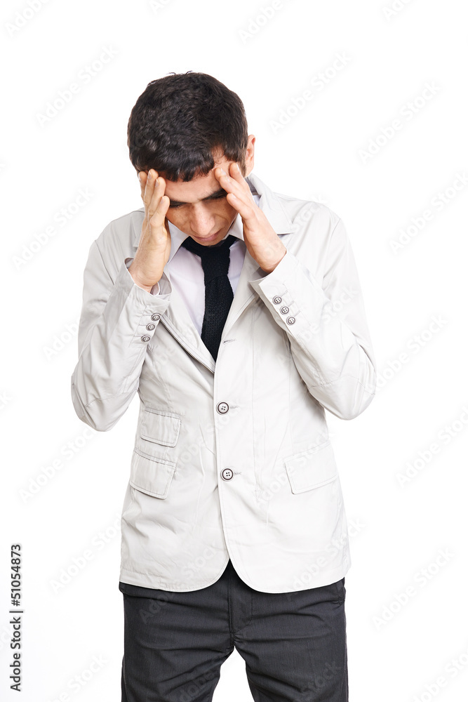The business man is isolated on a white background The business man is isolated on a white background