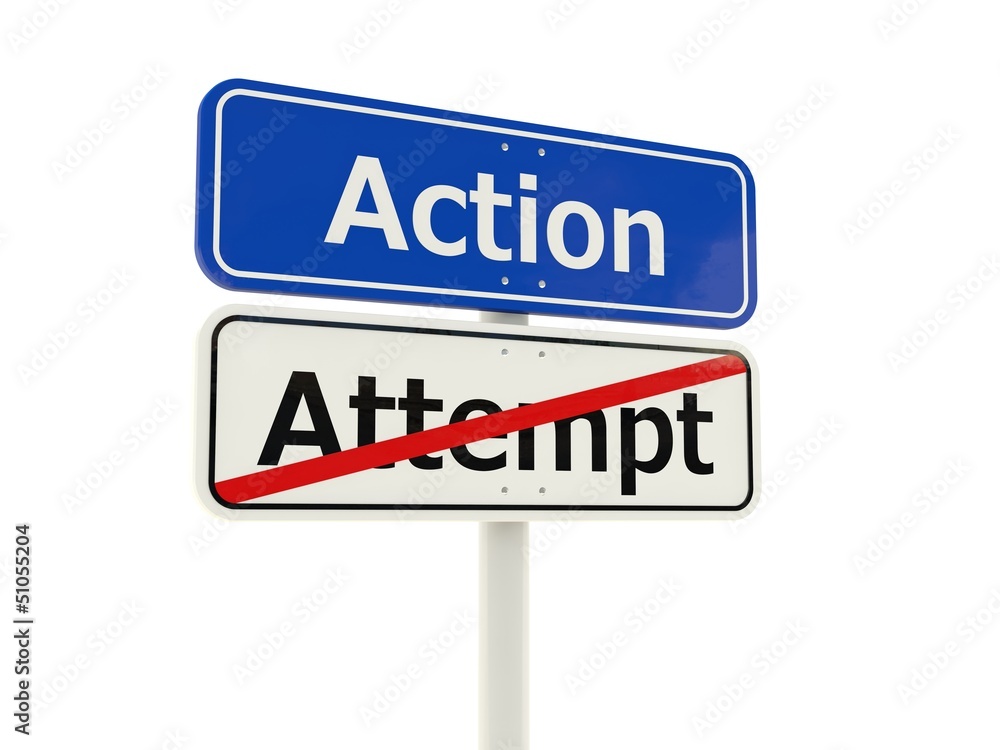 Action road sign isolated on white background Action road sign isolated on white background