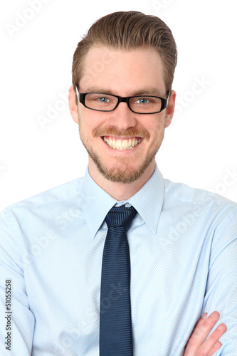 Closeup of a smiling man in glasses