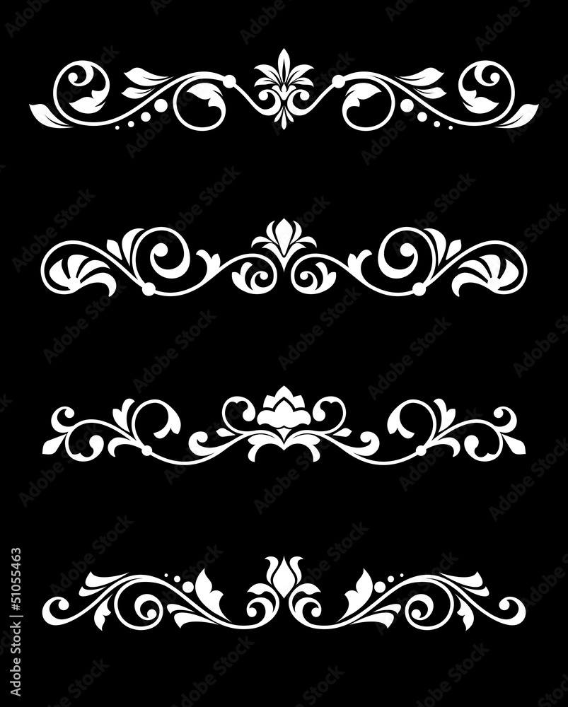 Retro borders and dividers in floral style