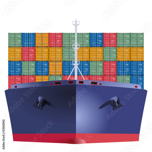 Containerschiff von vorn