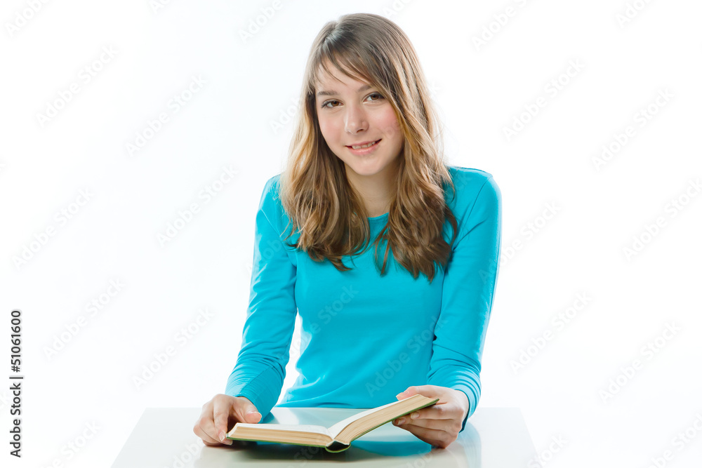 Small and beautiful girl reading a book Small and beautiful girl reading a book