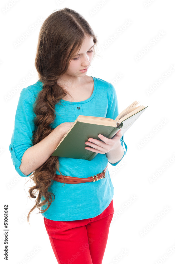 Small and beautiful girl reading a book Small and beautiful girl reading a book