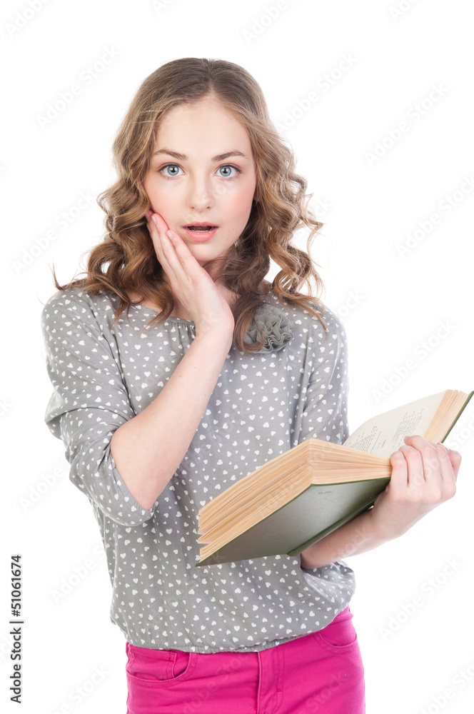Small and beautiful girl reading a book Small and beautiful girl reading a book