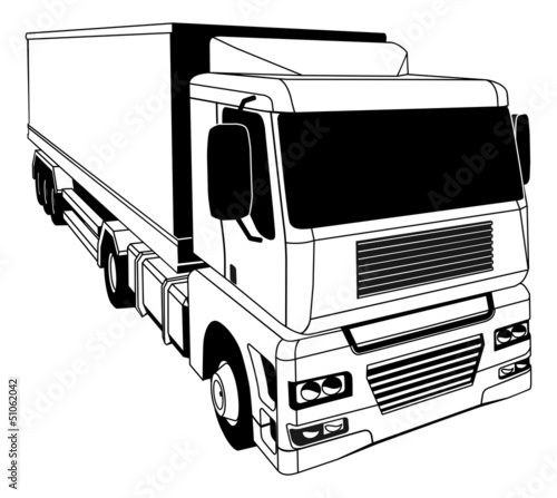 Black and white semi truck