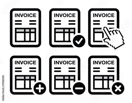 Invoice, finance vector icons set