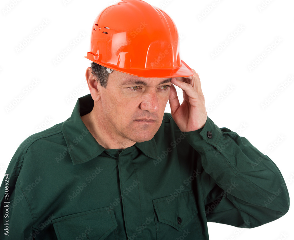a worker thinking after looking at your notes a worker thinking after looking at your notes