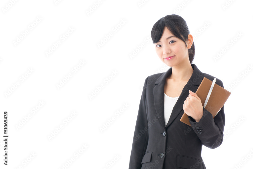 a young asian businesswoman on white background a young asian businesswoman on white background