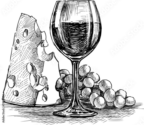 cheese and grape wine