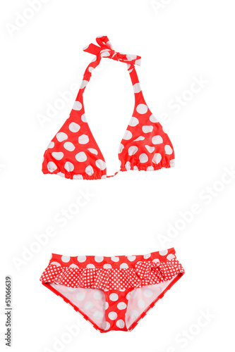 Frilly polka dots red bikini