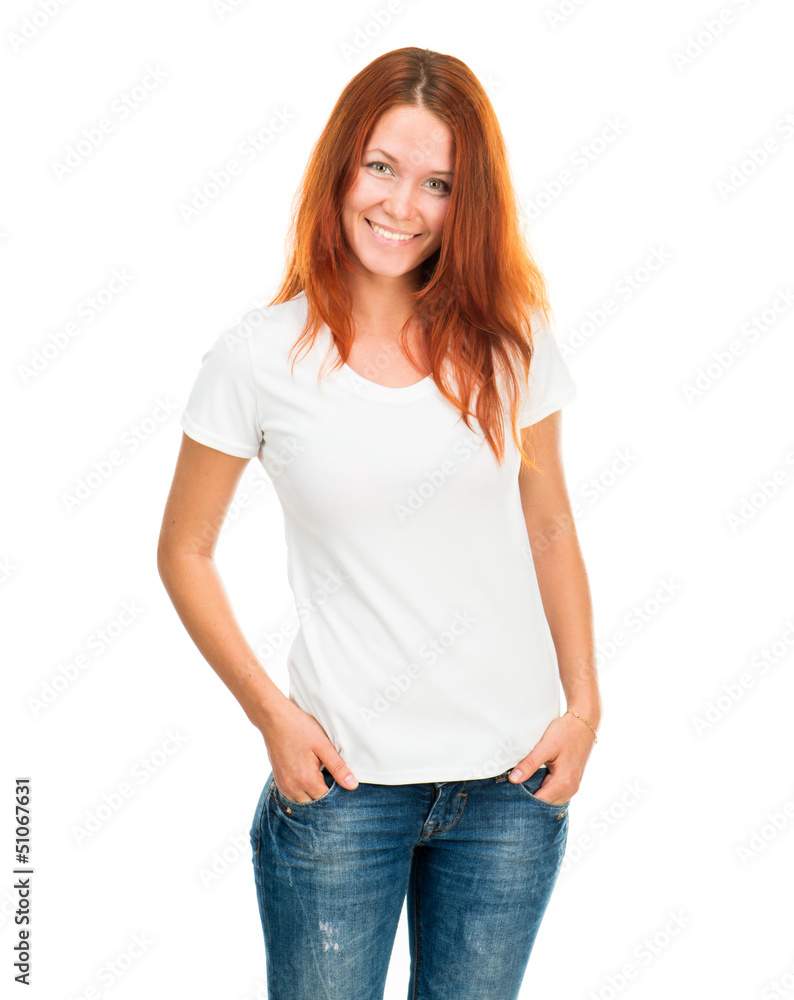 Obraz premium girl in white t-shirt