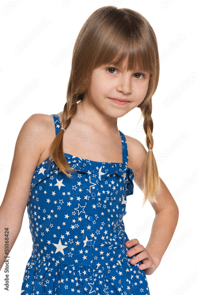 Thoughtful young girl on the white background Thoughtful young girl on the white background