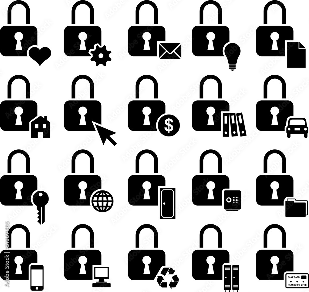 Conceptual padlock icons Conceptual padlock icons