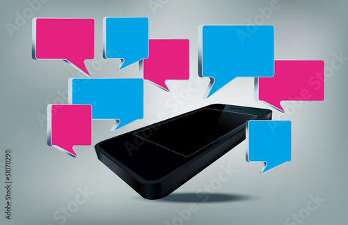Smarth phone with text bubbles