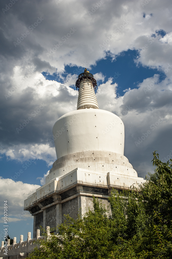 White pagoda at the imperial park, Beihai in Beijing