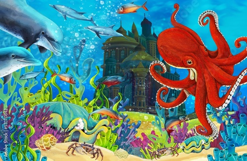 Cartoon coral reef - illustration for the children