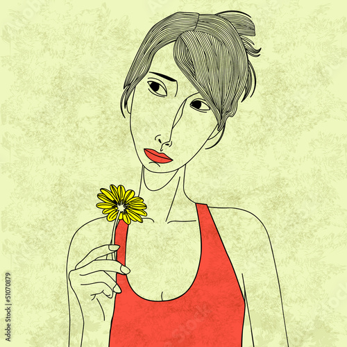 woman holding a flower