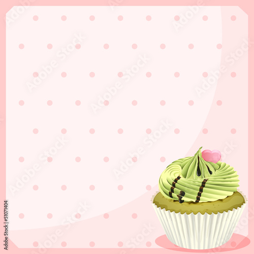 An empty stationery with a mocha cupcake