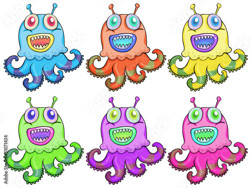 Different colors of an octopus toy