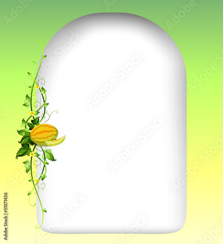 An empty surface with a melon at the side