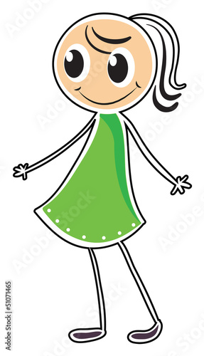 A lady in a green dress