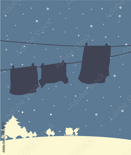 A shadow of hanging clothes in a winter season
