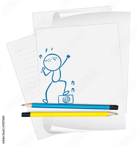A paper with a sketch of a singer