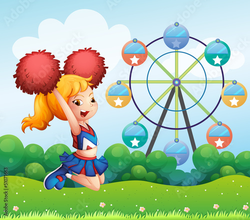 A cheerleader at the hill