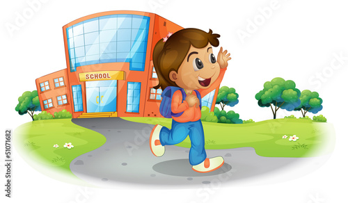 A girl going home from school