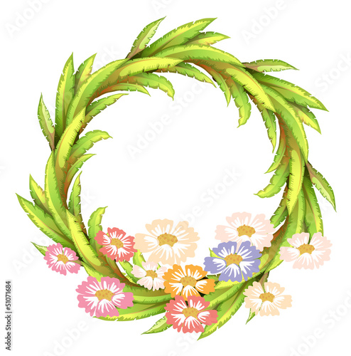 A round border with colorful flowers