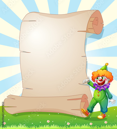 An empty paper at the hill with a clown