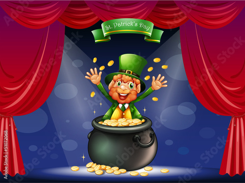 A man in a pot at the center of the stage