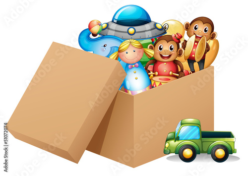 A box full of different toys