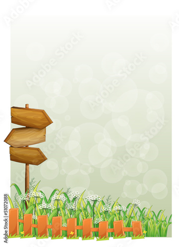 A stationery with wooden arrows and fence