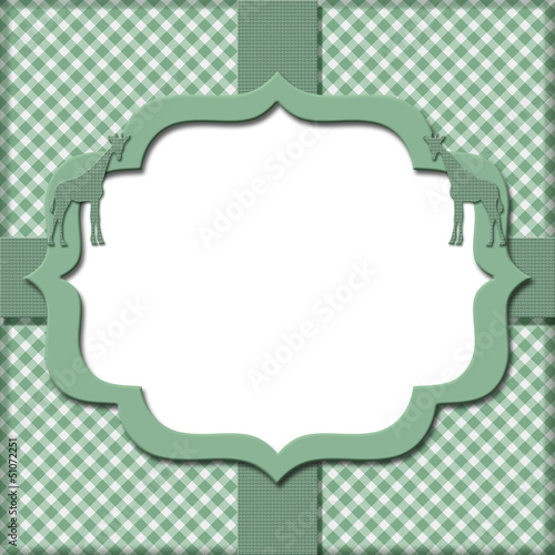 Green Gingham with Ribbon Background for your message or invitat