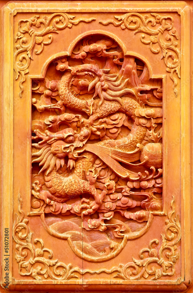 Dragon design on the wooden door