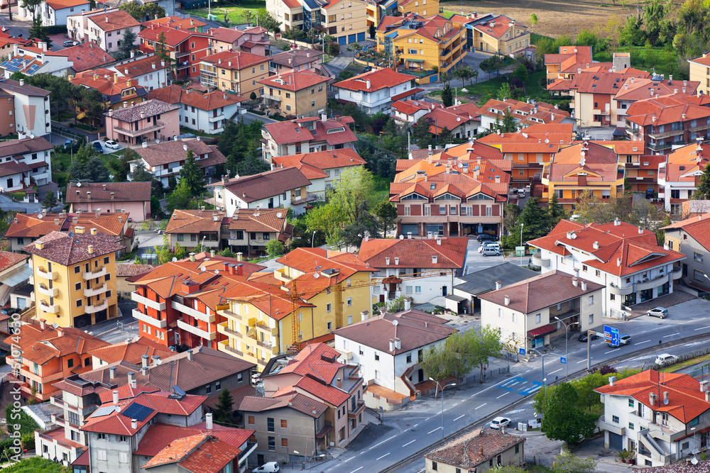 Modern San Marino Suburban districts view from above