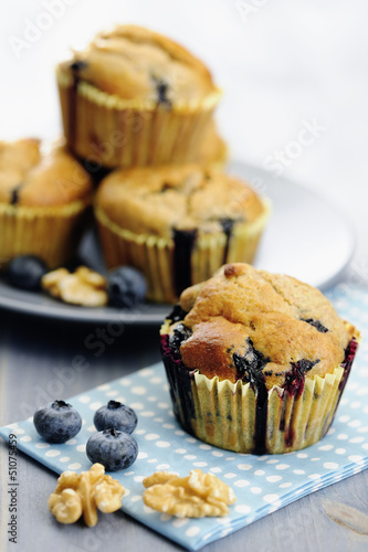 Delicious blueberry, oatsmeal and buttermilk muffins