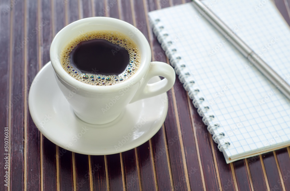coffee and note coffee and note