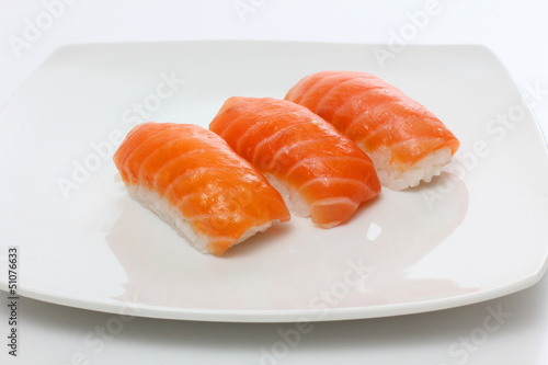 Red sushi on plate