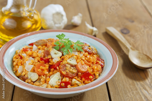 Red lentils with vegetables