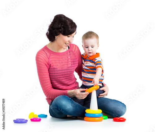 baby boy and mother playing...