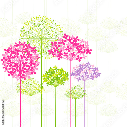 Springtime Colorful Flower on Dandelion Background
