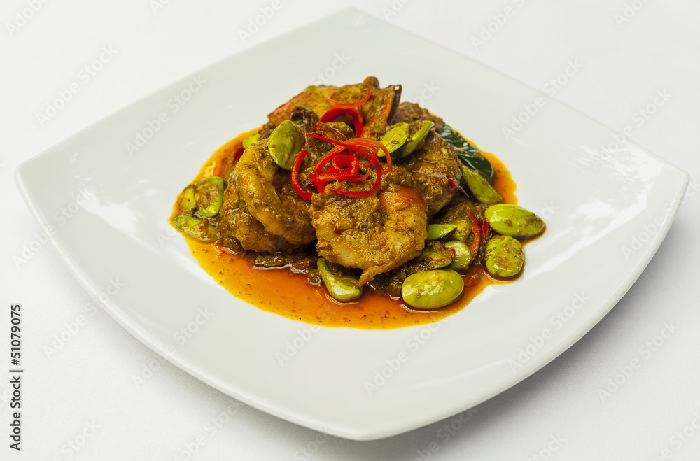 prawn in spicy curry local food of southern of Thailand prawn in spicy curry local food of southern of Thailand