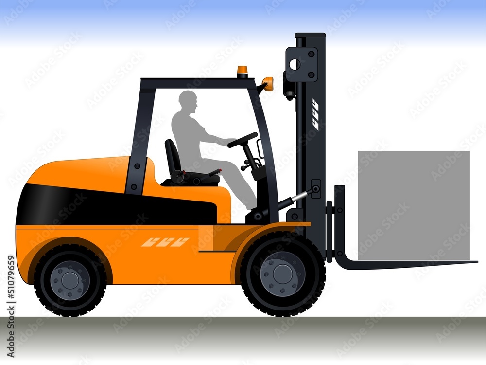 Forklift Driver. A silhouette of a worker in a forklift.