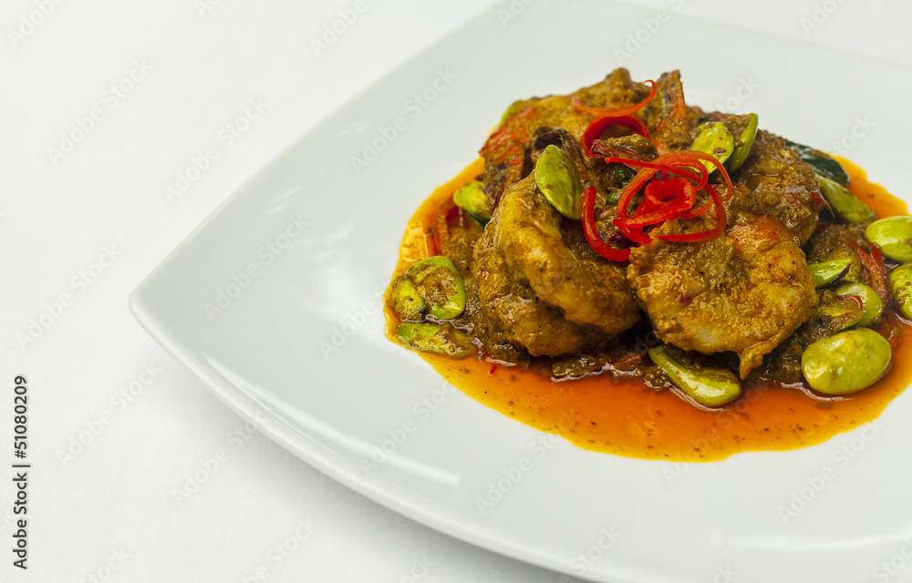 prawn in spicy curry local food of southern of Thailand prawn in spicy curry local food of southern of Thailand